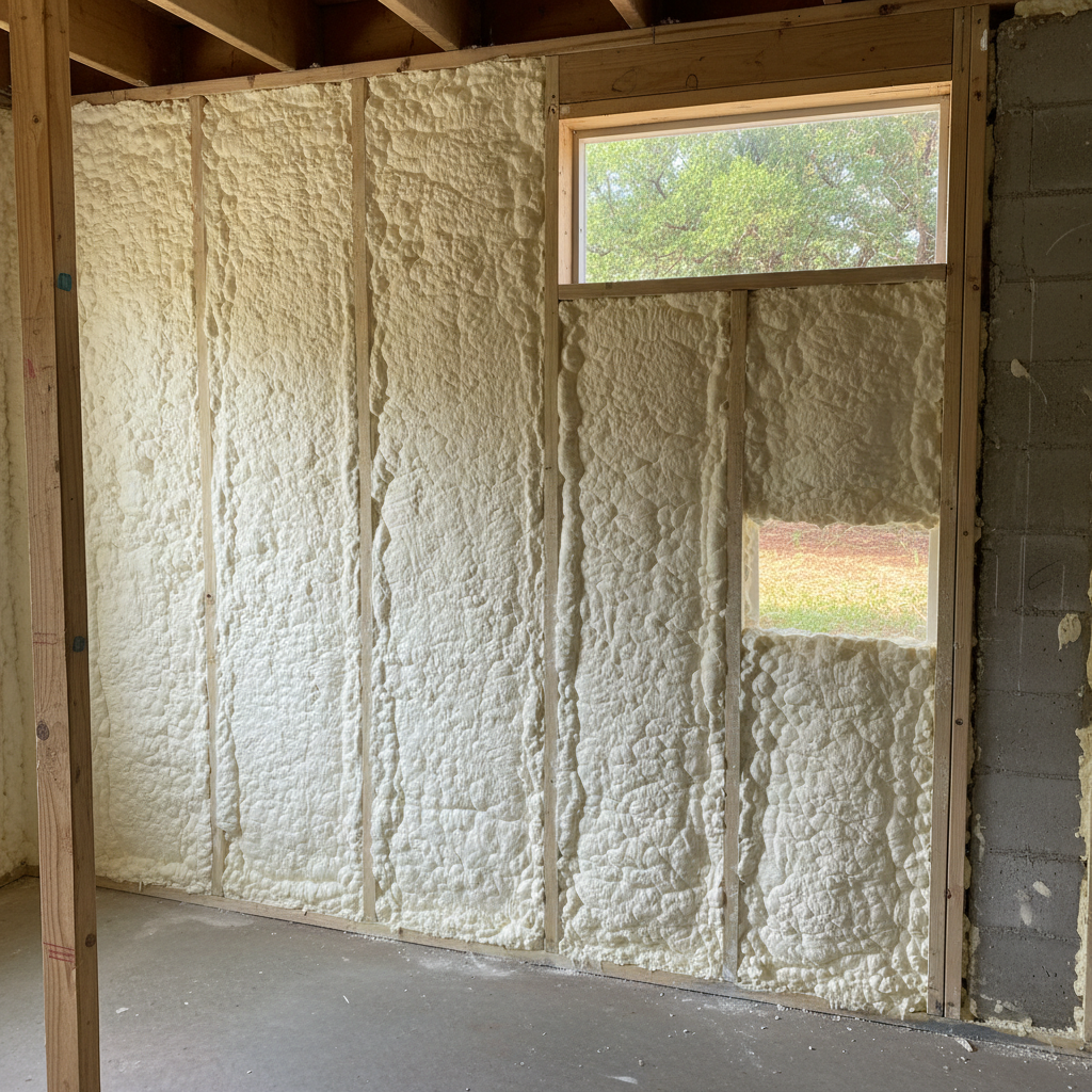 Completed basement insulation work at a residential property in San Marcos, TX
