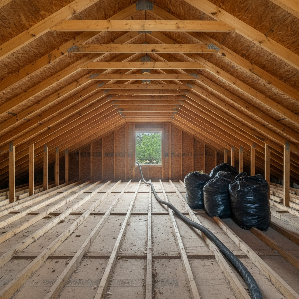 Completed insulation removal work at a residential property in New Braunfels, TX