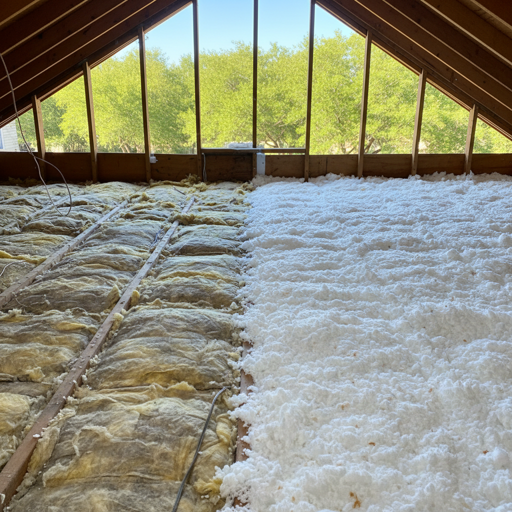 Completed blown-in insulation work at a residential property in Schertz, TX