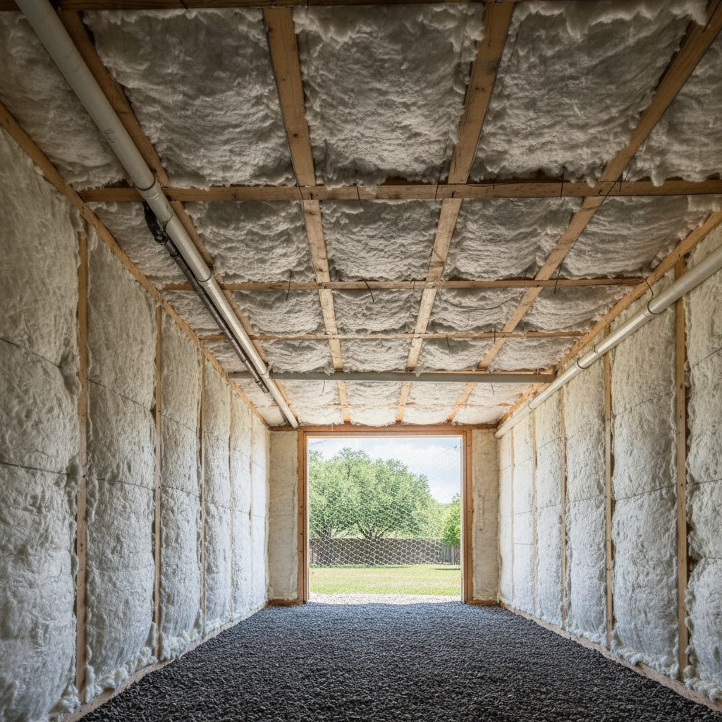 Completed crawl space insulation work at a residential property in San Marcos, TX
