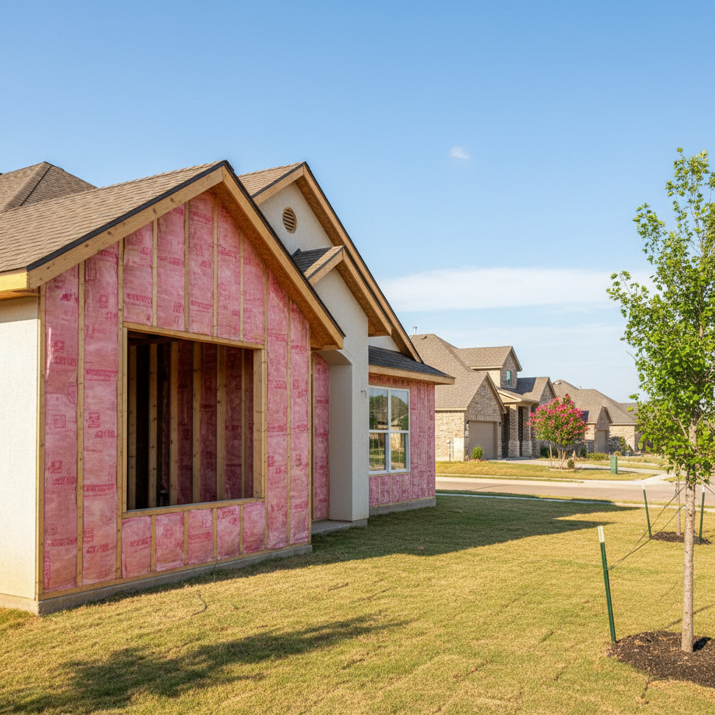 Completed batt insulation installation work at a residential property in Kyle, TX