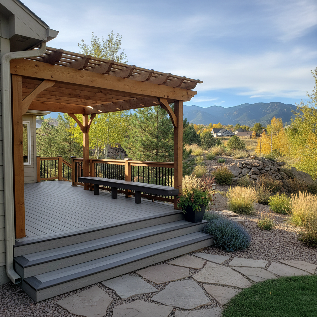 Completed pergola construction work at a residential property in Littleton, CO