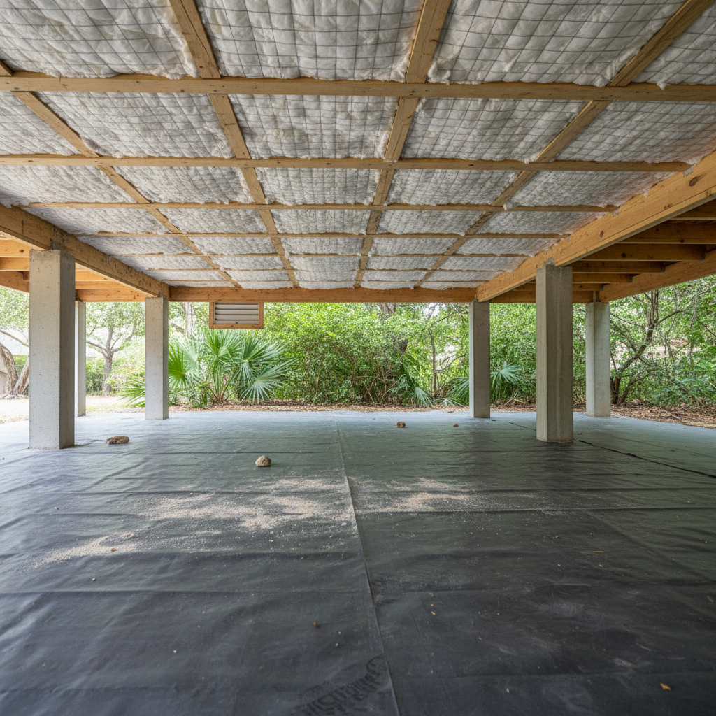 Completed crawl space insulation work at a residential property in Georgetown, TX
