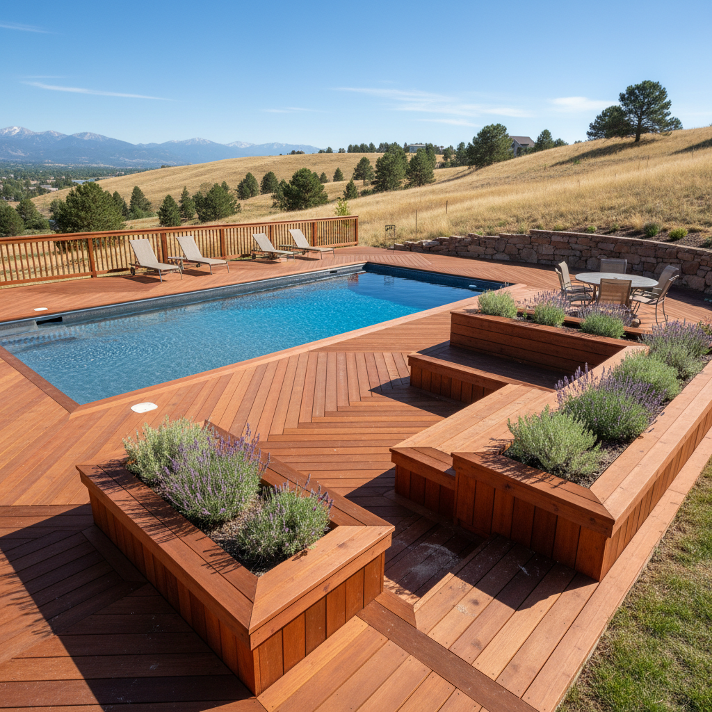 Completed pool decks work at a residential property in Littleton, CO
