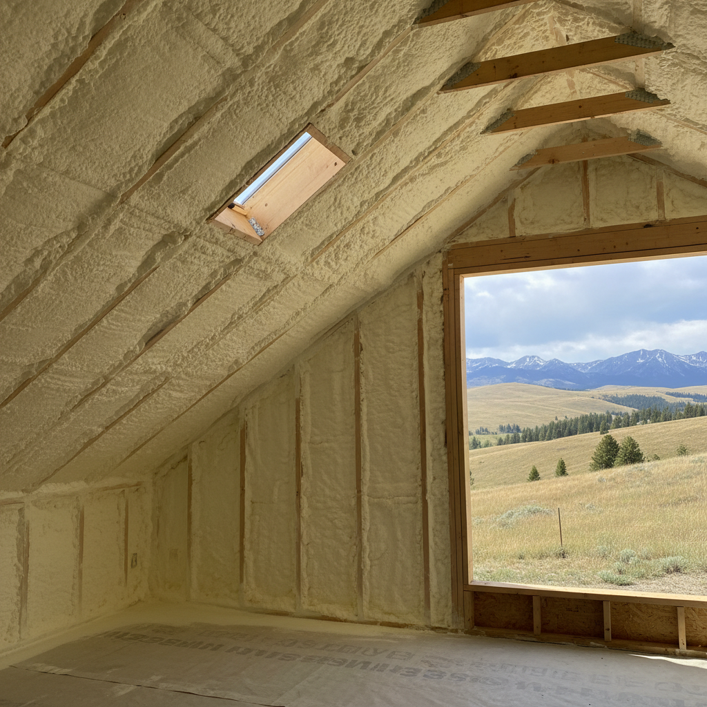 Completed closed cell spray foam work at a residential property in Bozeman, MT