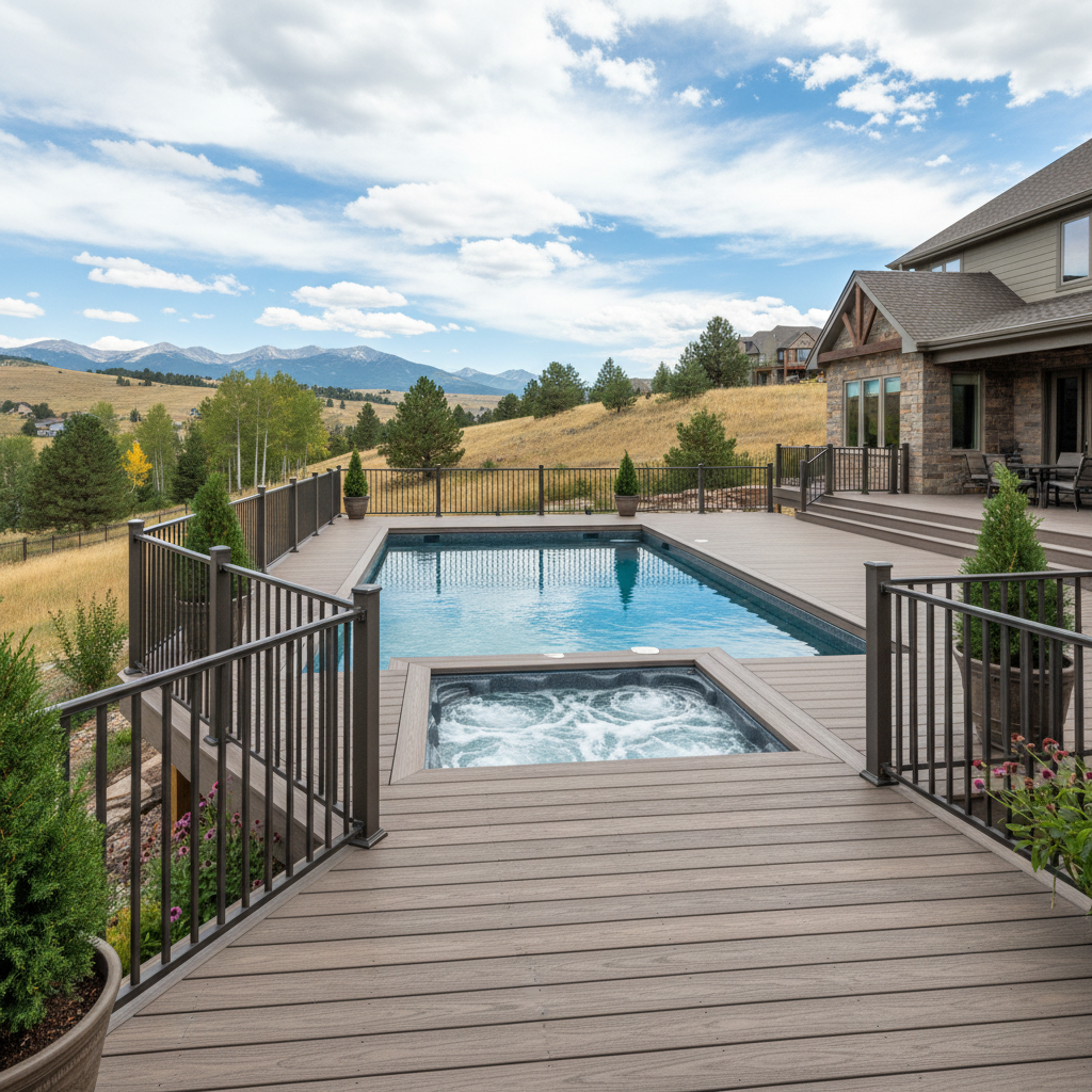 Completed pool decks work at a residential property in Littleton, CO