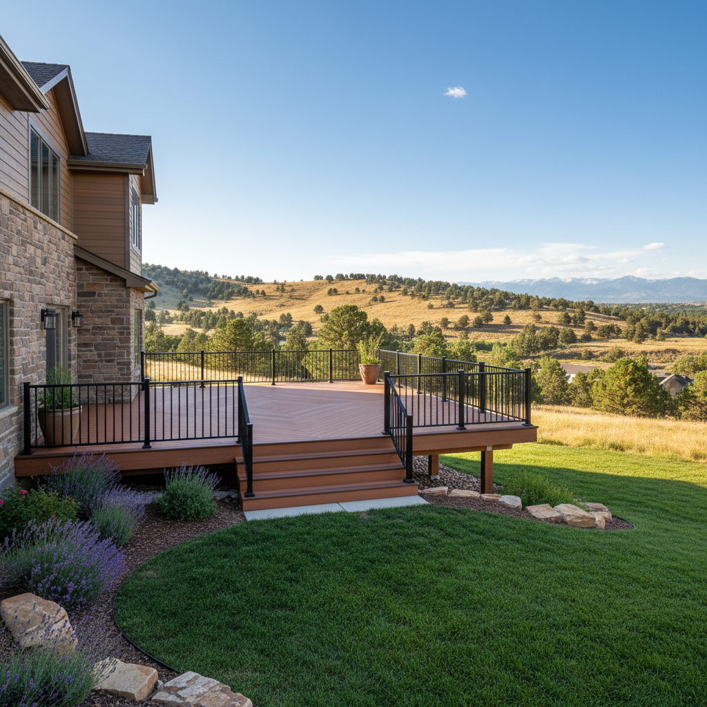Completed trex decks work at a residential property in Highlands Ranch, CO