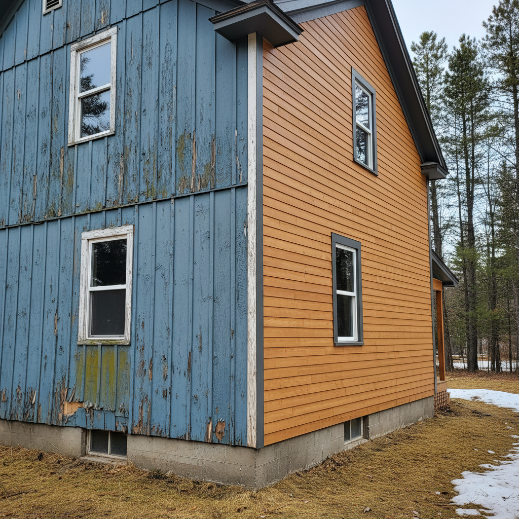 Completed wooden siding work at a residential property in Hermantown, MN