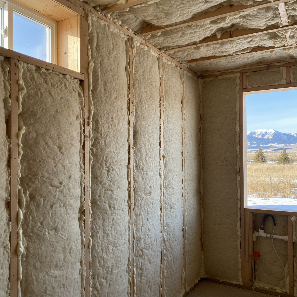 Completed basement insulation work at a residential property in Belgrade, MT