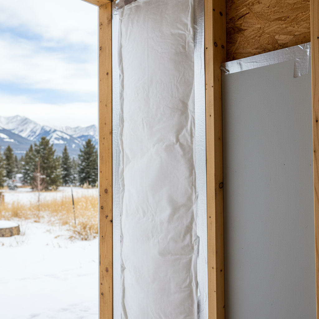 Completed shed insulation work at a residential property in Bozeman, MT