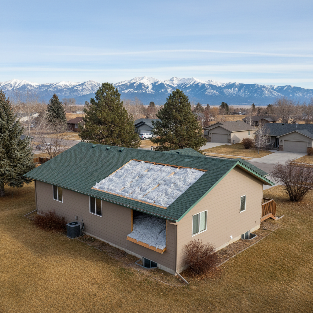 Completed blown-in insulation work at a residential property in Belgrade, MT