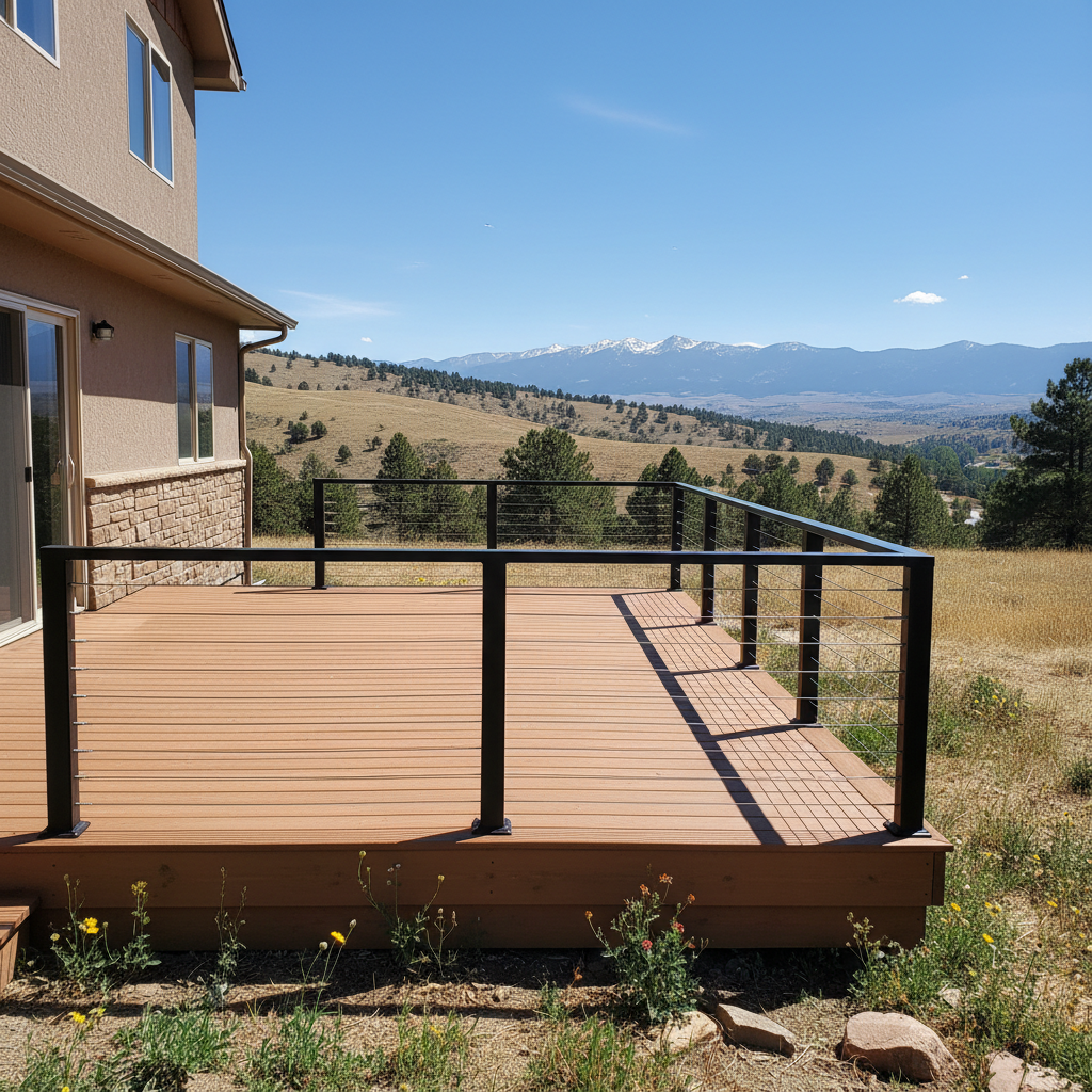 Completed deck railing installation work at a residential property in Golden, CO