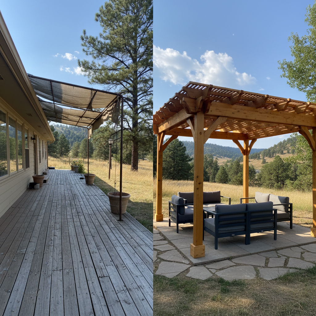 Completed pergola construction work at a residential property in Golden, CO