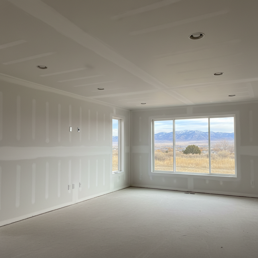 Completed sheetrock installation work at a residential property in West Valley City, UT