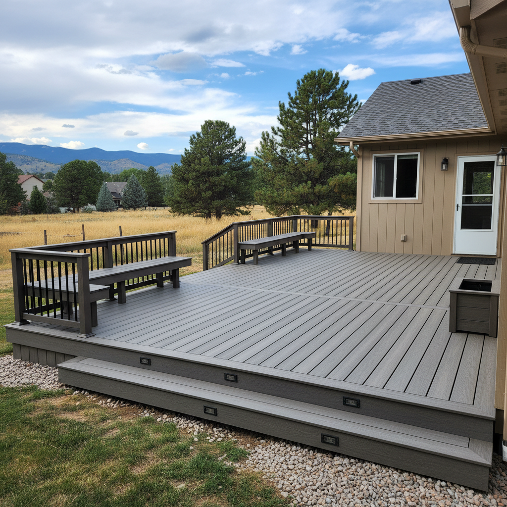 Completed composite decks work at a residential property in Golden, CO