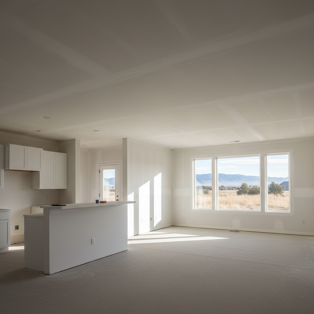 Completed drywall installation work at a residential property in Orem, UT