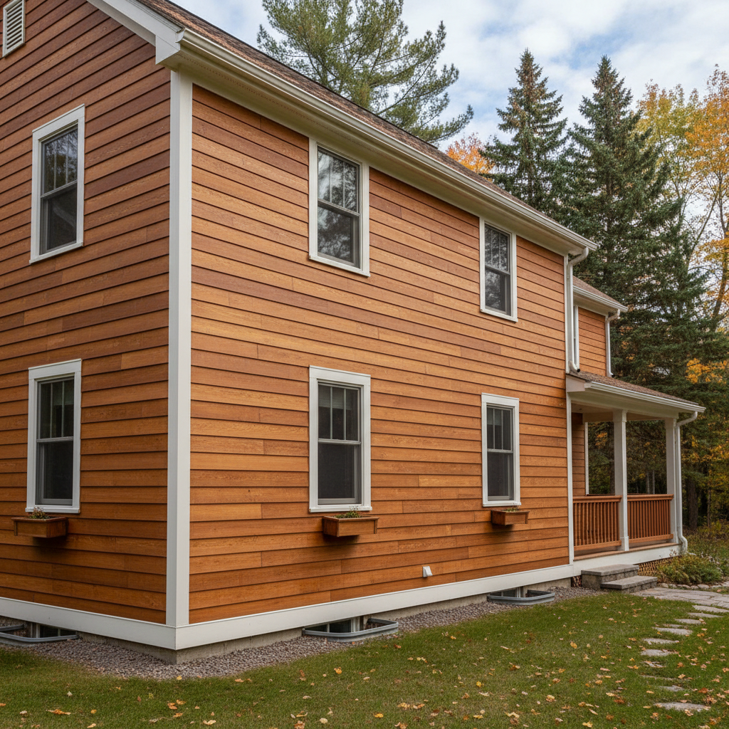 Completed wooden siding work at a residential property in Superior, WI