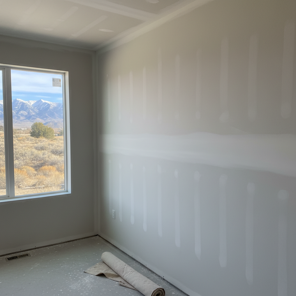 Completed sheetrock installation work at a residential property in Sandy, UT
