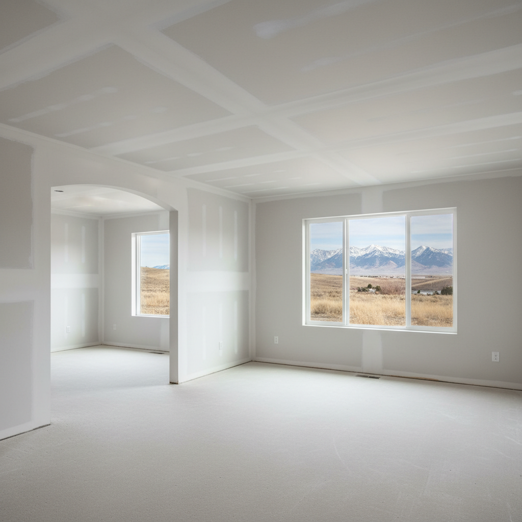 Completed drywall hanging work at a residential property in Orem, UT