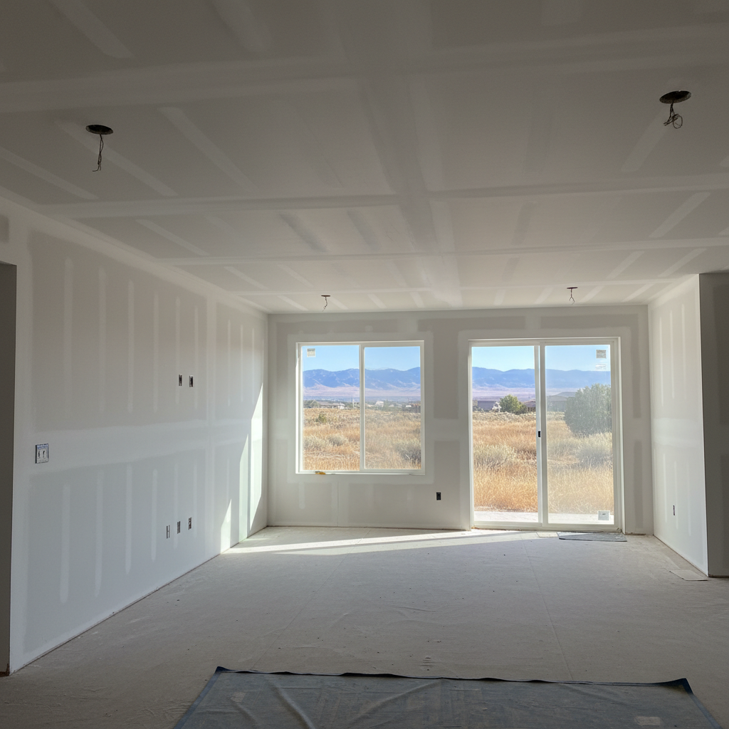 Completed drywall hanging work at a residential property in Taylorsville, UT