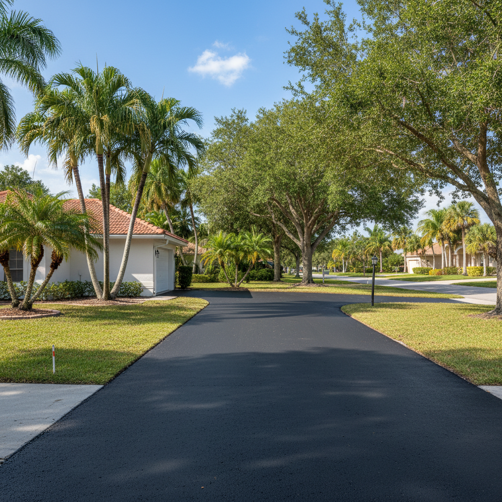 Completed asphalt paving work at a residential property in Bradenton, FL