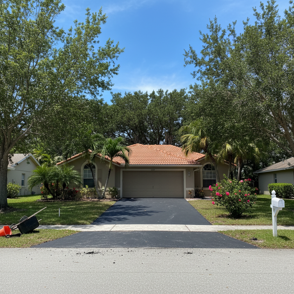 Completed asphalt patching work at a residential property in Bradenton, FL