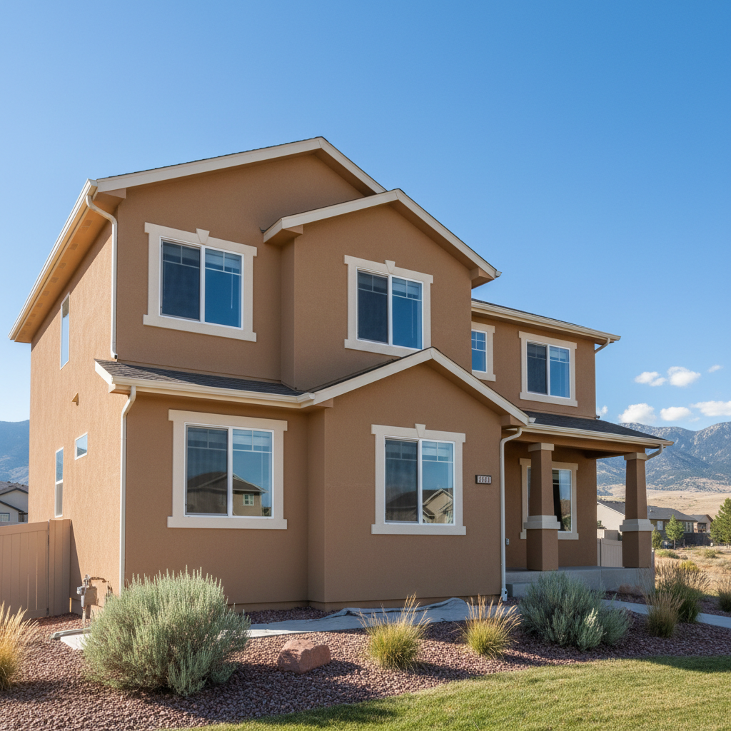 Completed stucco painting work at a residential property in Sandy, UT