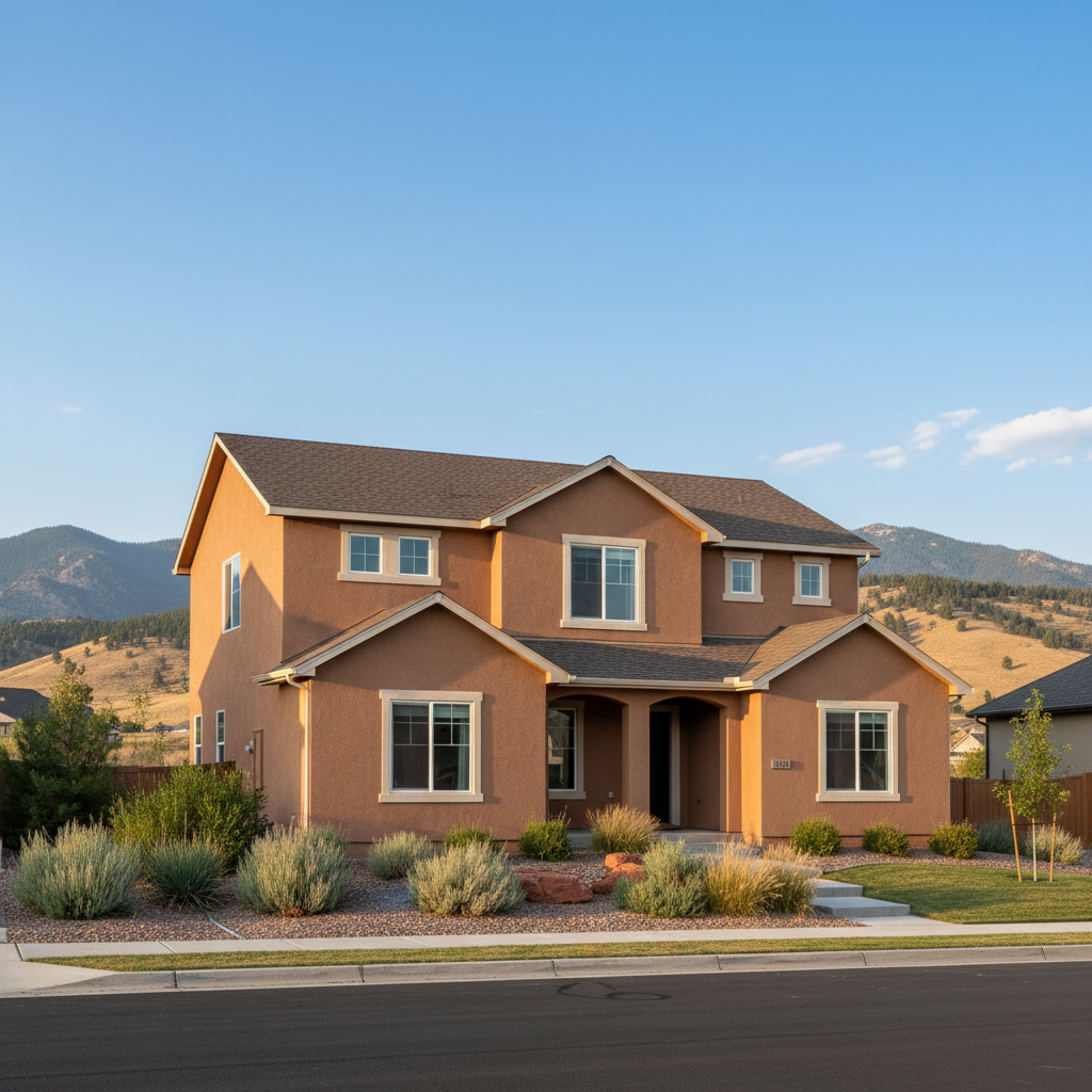 Completed stucco painting work at a residential property in Layton, UT