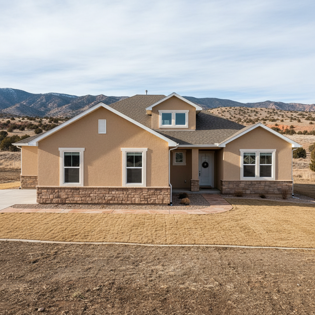 Completed stucco installation work at a residential property in Saratoga Springs, UT