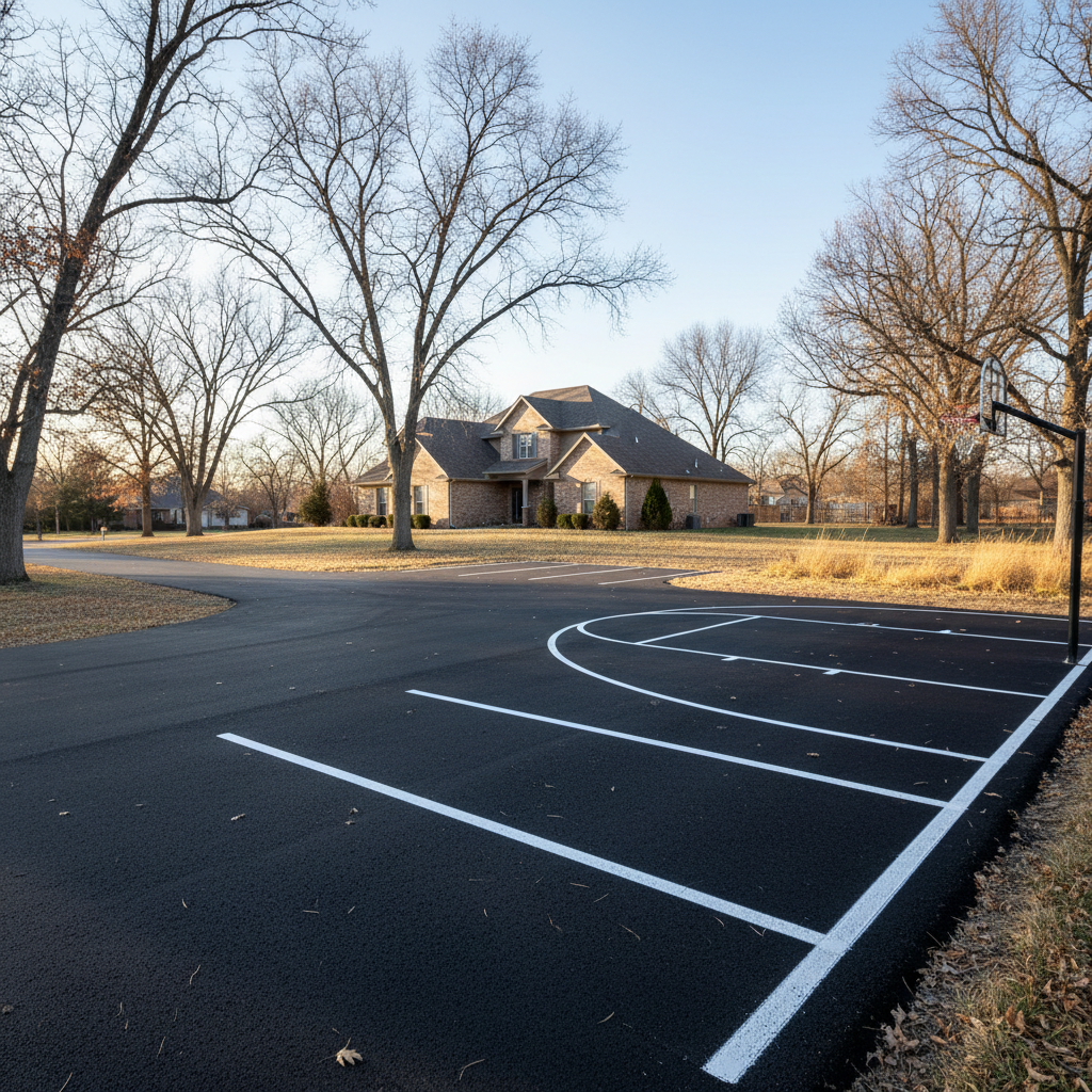 Completed asphalt striping work at a residential property in Clearwater , KS