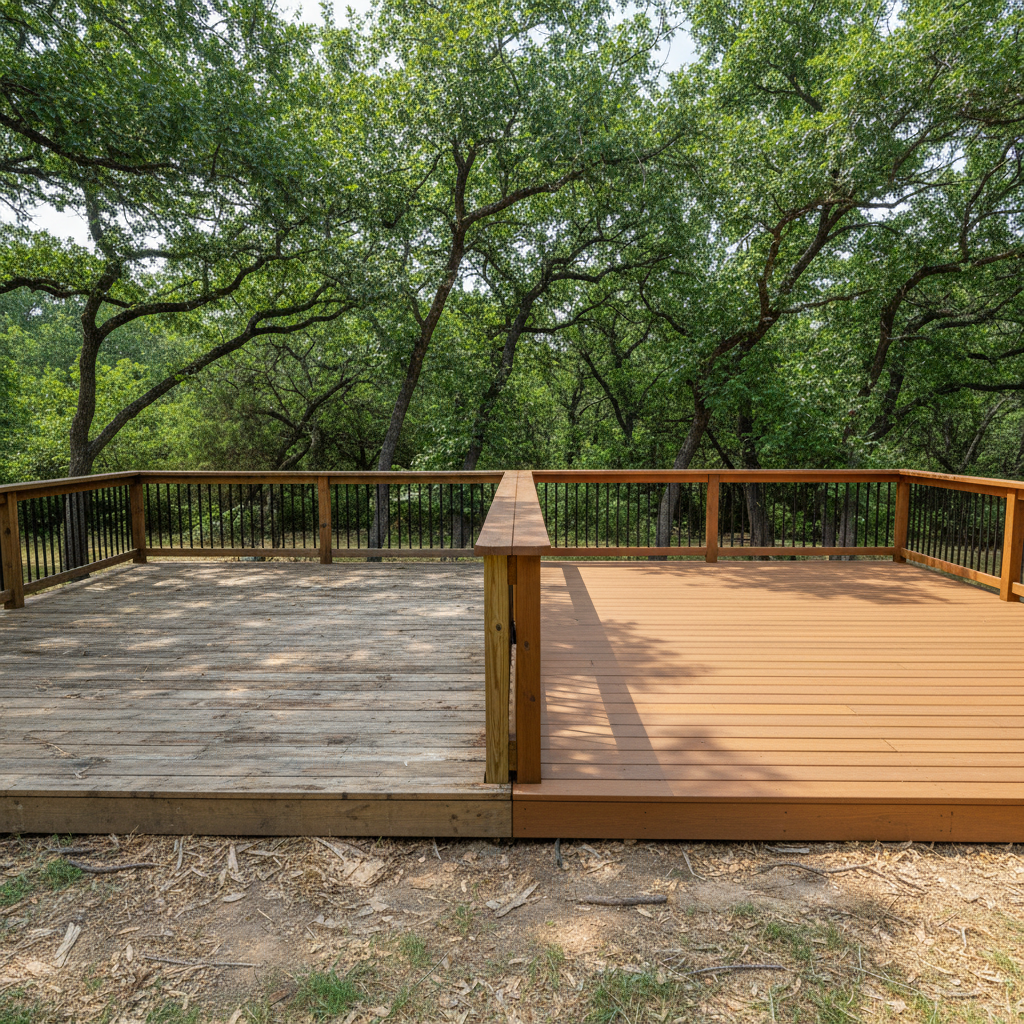 Completed deck construction work at a residential property in Lakeway, TX