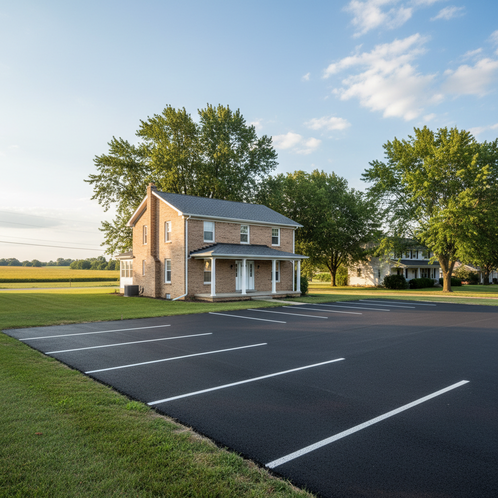 Completed parking lot paving work at a residential property in Clearwater , KS