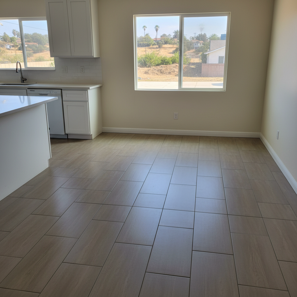 Completed kitchen flooring work at a residential property in Inglewood, CA