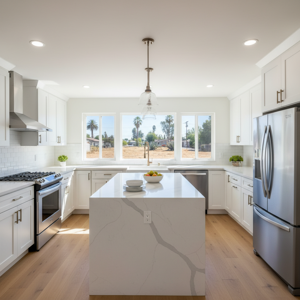 Completed kitchen remodel work at a residential property in Inglewood, CA