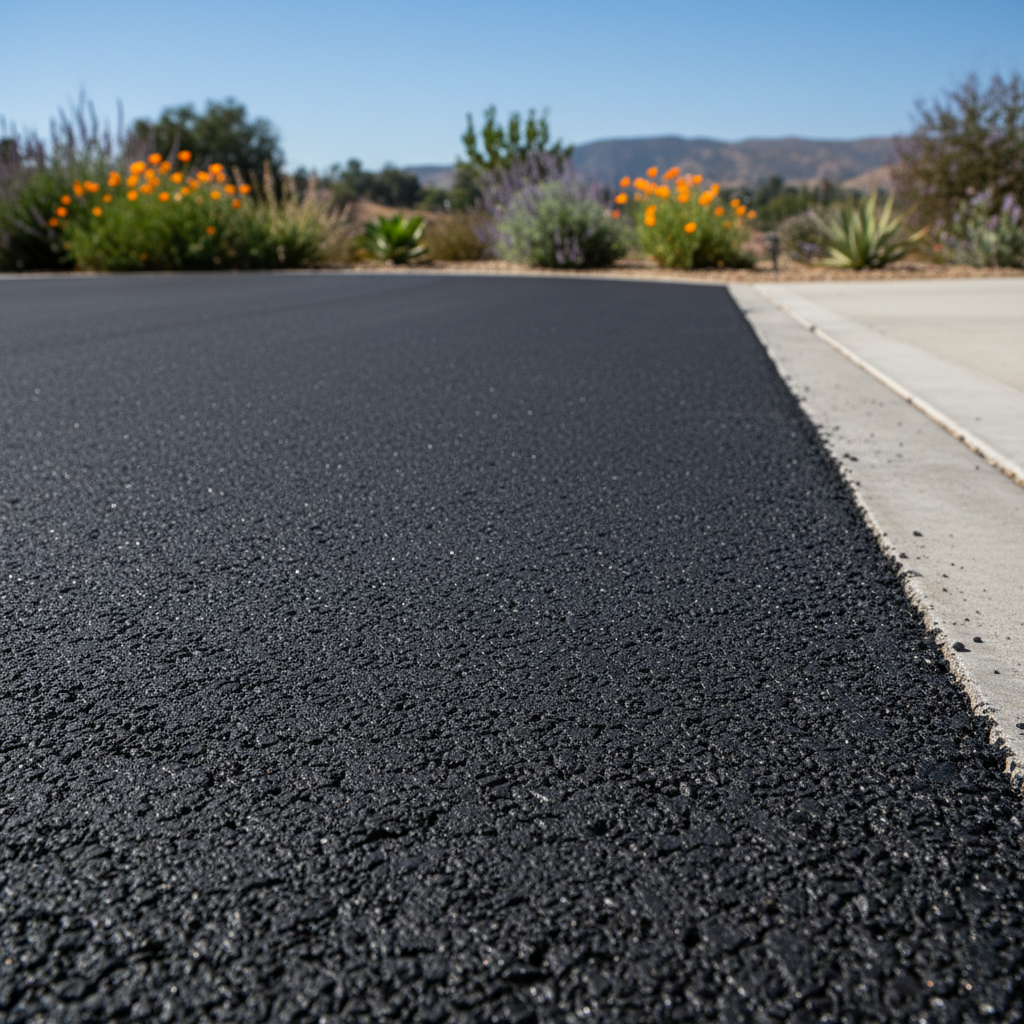 Completed residential asphalt work at a residential property in Placentia, CA