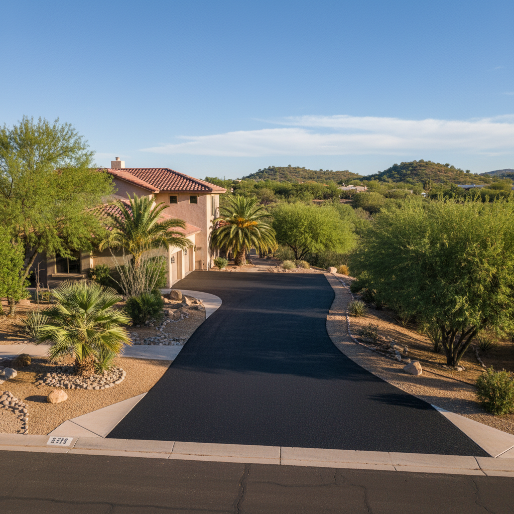 Completed residential asphalt work at a residential property in Tucson , AZ