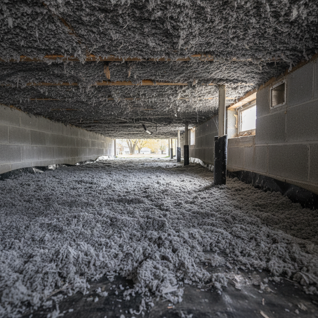 Completed crawl space insulation work at a residential property in Elgin, IL