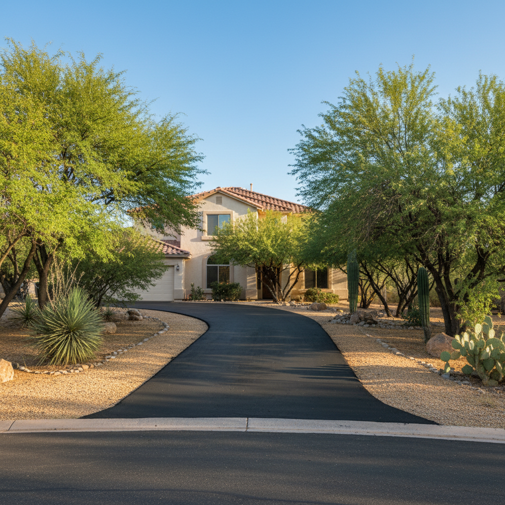 Completed asphalt patching work at a residential property in Tucson , AZ