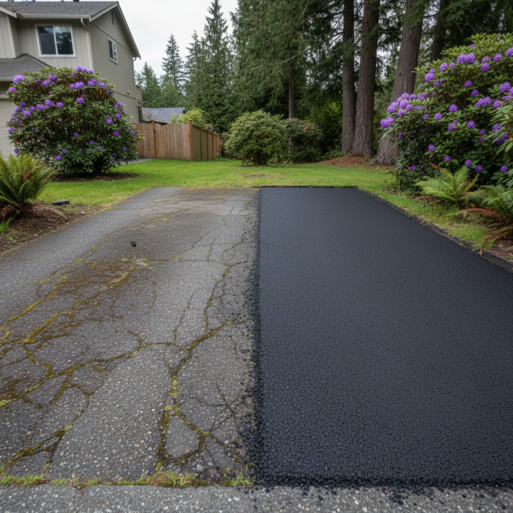 Completed asphalt repair work at a residential property in Vancouver, WA