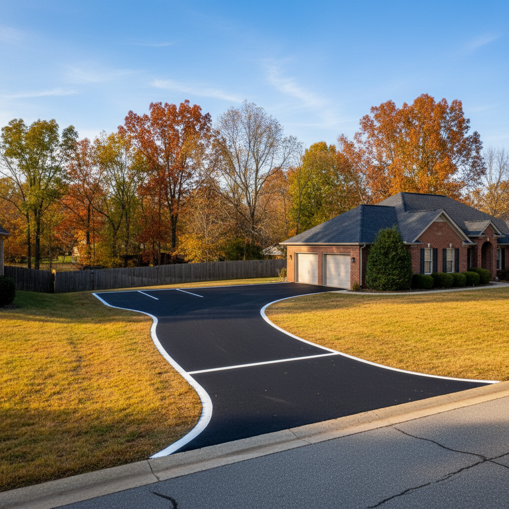 Completed asphalt striping work at a residential property in Louisville, KY