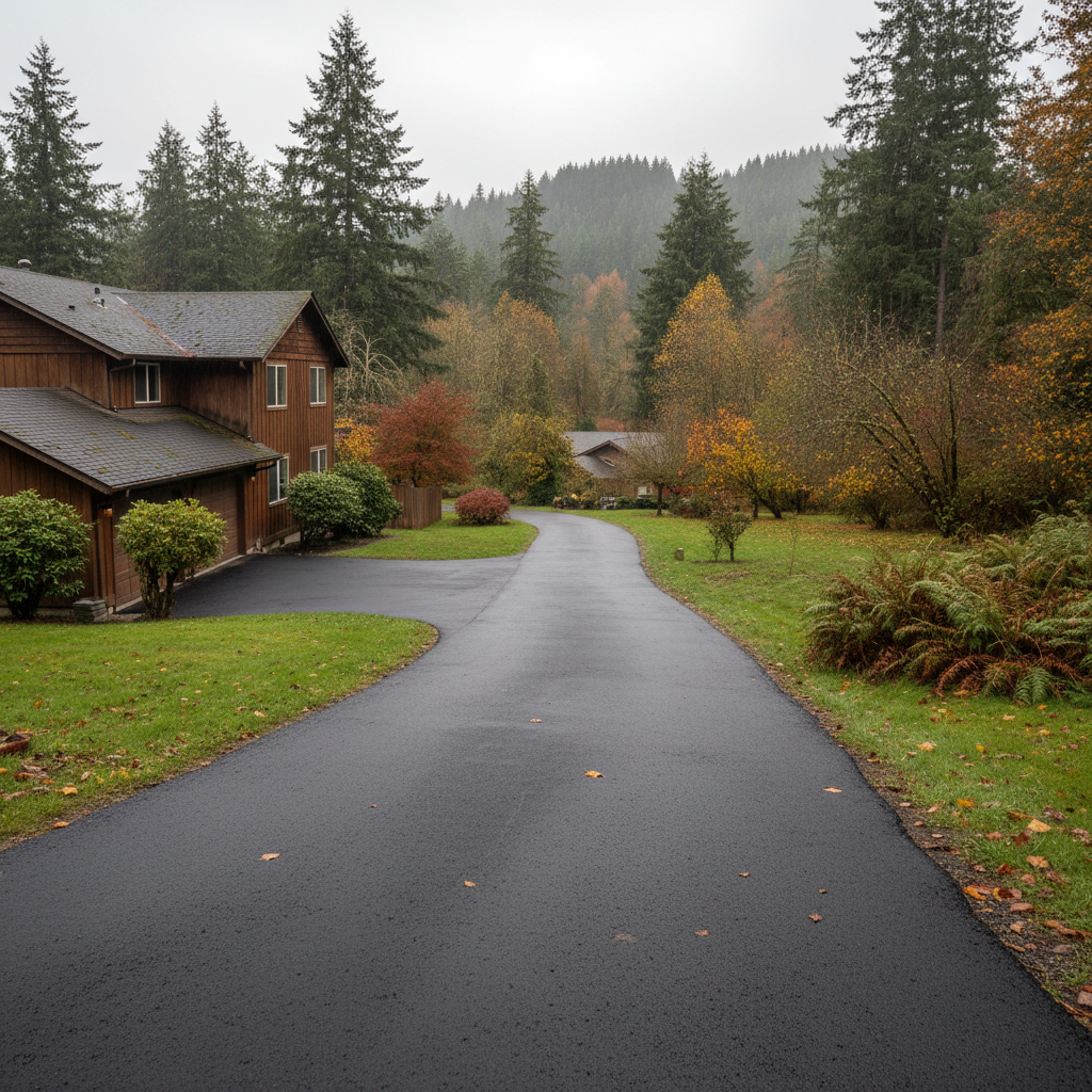 Completed asphalt sealcoating work at a residential property in Sutherlin, OR