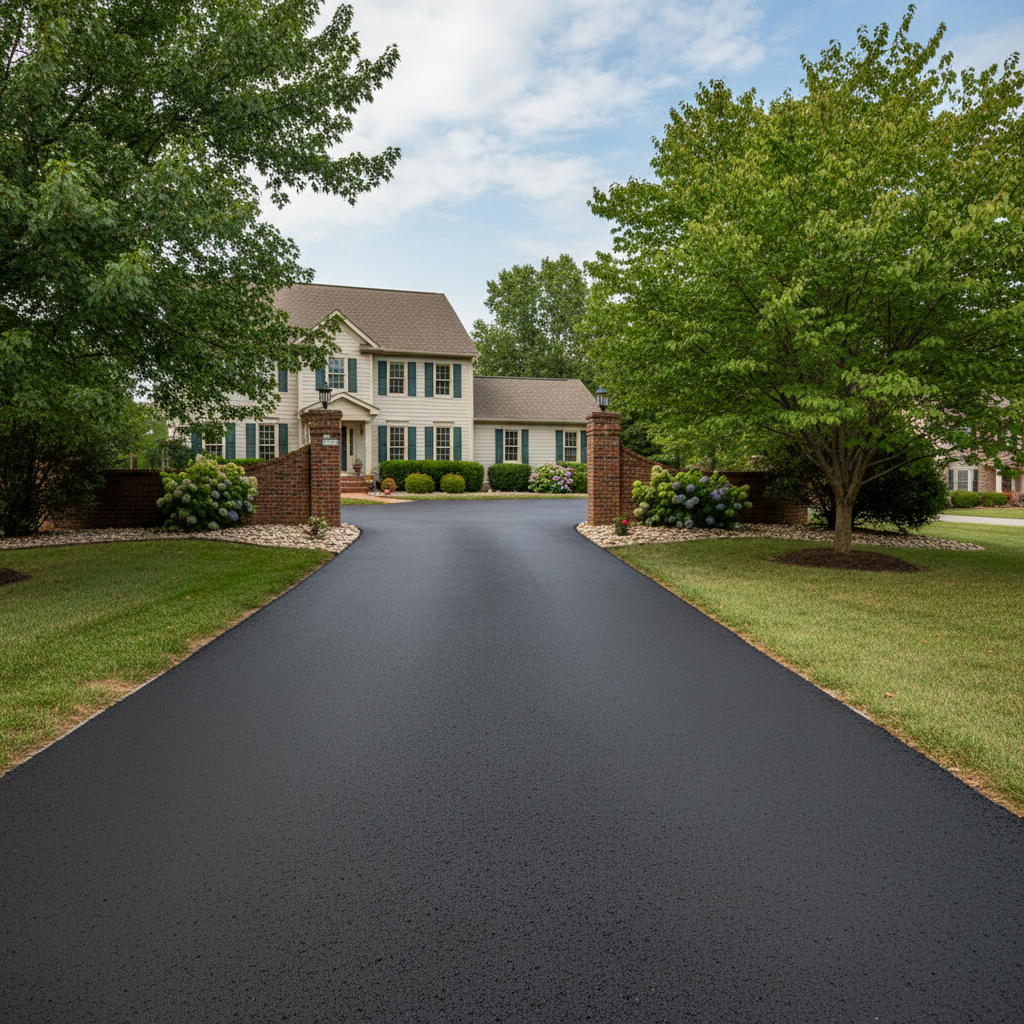 Completed driveway paving work at a residential property in Louisville, KY