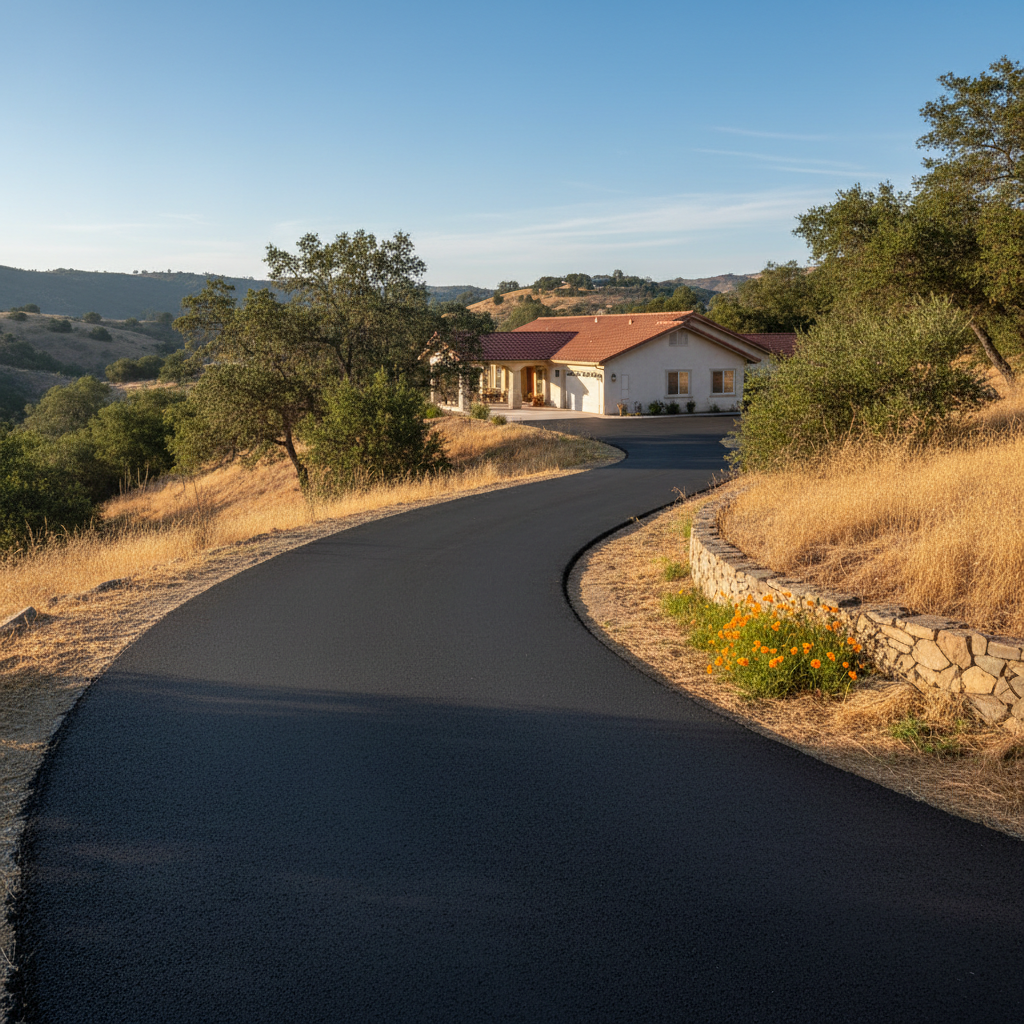Completed asphalt paving work at a residential property in Trabuco Canyon, CA