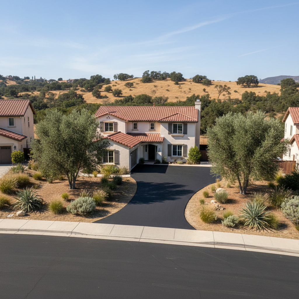 Completed driveway paving work at a residential property in Trabuco Canyon, CA