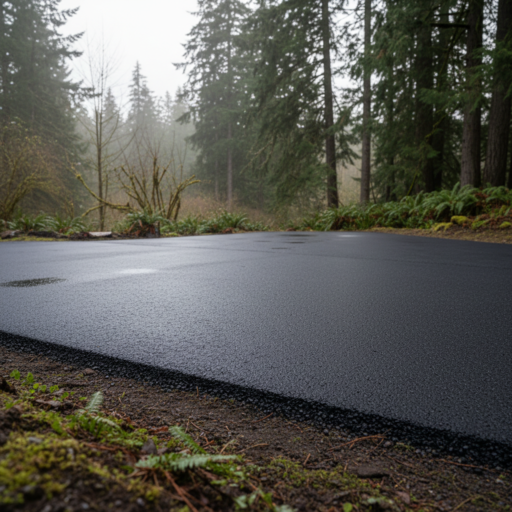 Completed parking lot paving work at a residential property in Tukwila, WA