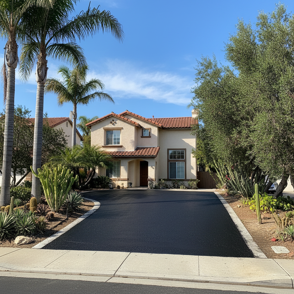 Completed slurry coating work at a residential property in La Habra, CA