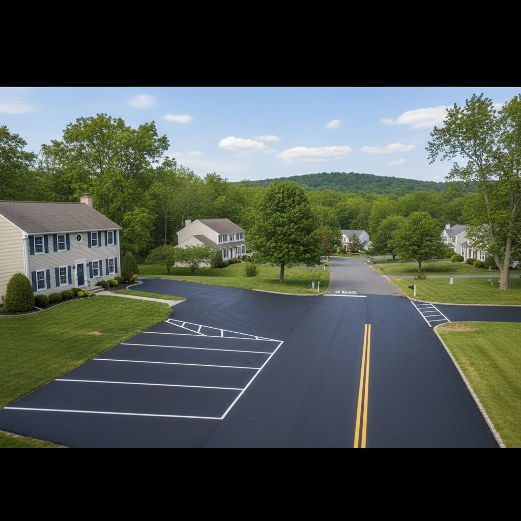 Completed asphalt striping work at a residential property in Toms River, NJ