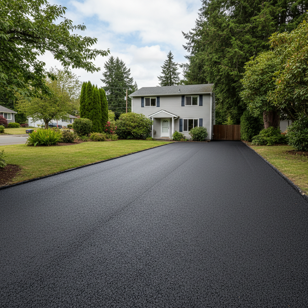 Completed residential asphalt work at a residential property in Tukwila, WA