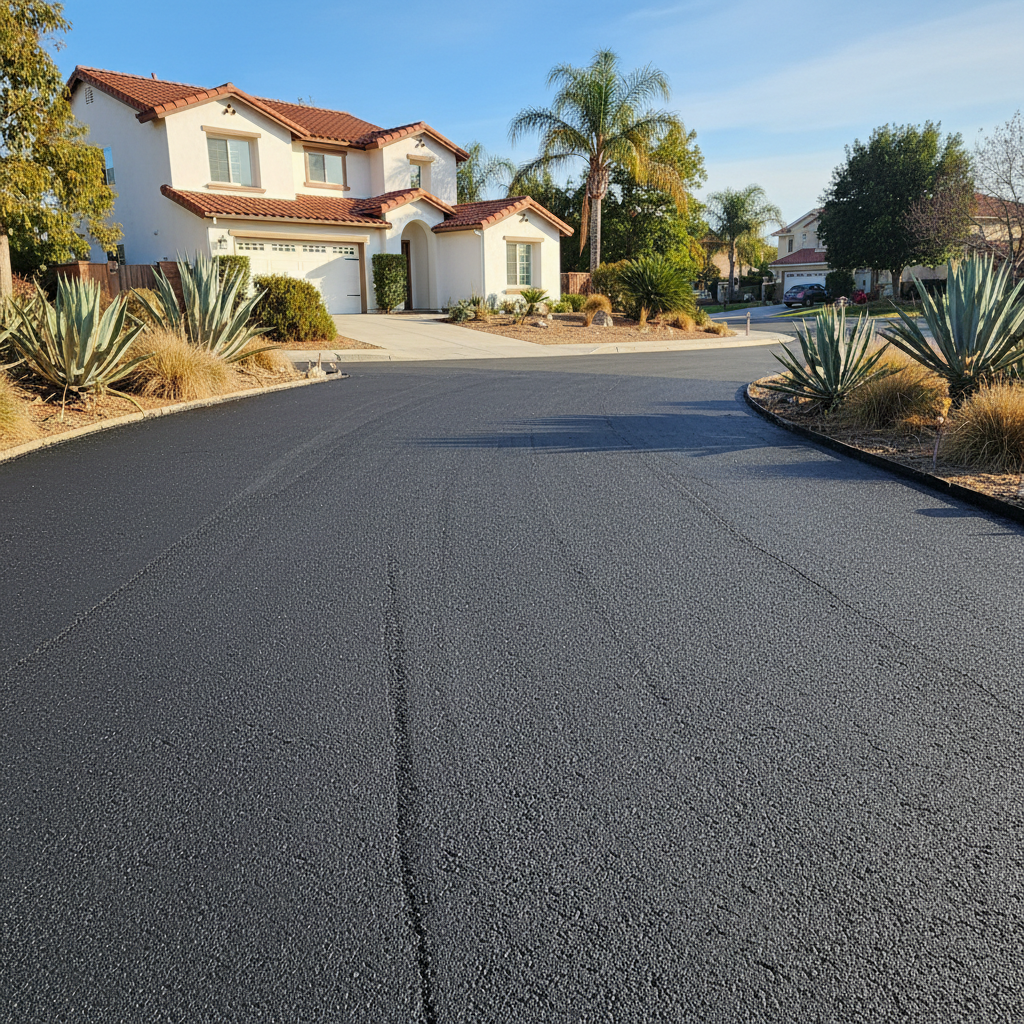 Completed asphalt milling work at a residential property in San Marcos, CA