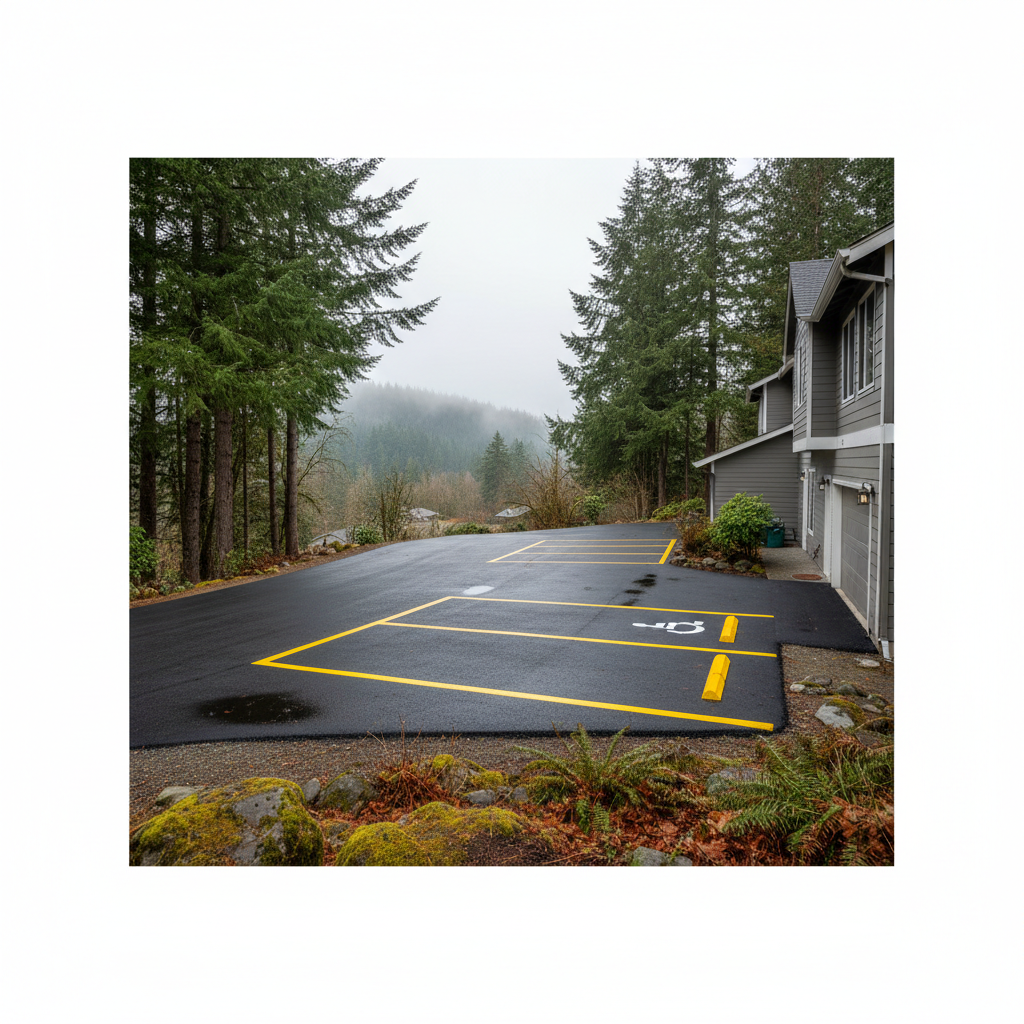 Completed asphalt striping work at a residential property in Tukwila, WA
